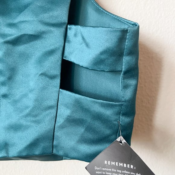 Nasty Gal / Teal Night Fever Satin Top NWT XXS - Picture 8 of 9